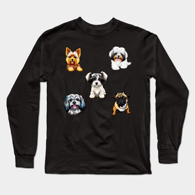 Puppy Sticker Pack Long Sleeve T-Shirt by mikepod